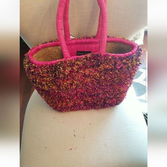 Women's Rare Runway Paris Tote Confetti Multicolored Rare Straw Raffia NWT - Picture 9 of 10